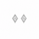 Sterling Silver Diamond Shape Sunburst Stud Earrings