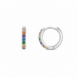 Sterling Silver Rainbow Multicolour CZ Huggie Hoop Earrings