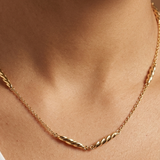 18ct Gold Vermeil Twisted Rope Station Layering Chain Necklace