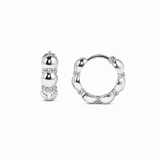 Sterling Silver Beaded CZ Huggie Hoop Earrings