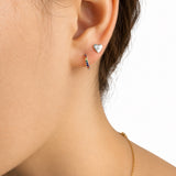 Sterling Silver Rainbow Multicolour CZ Huggie Hoop Earrings