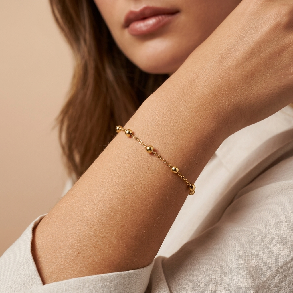 18ct Gold Vermeil Duo Bead
 Satellite Bracelet