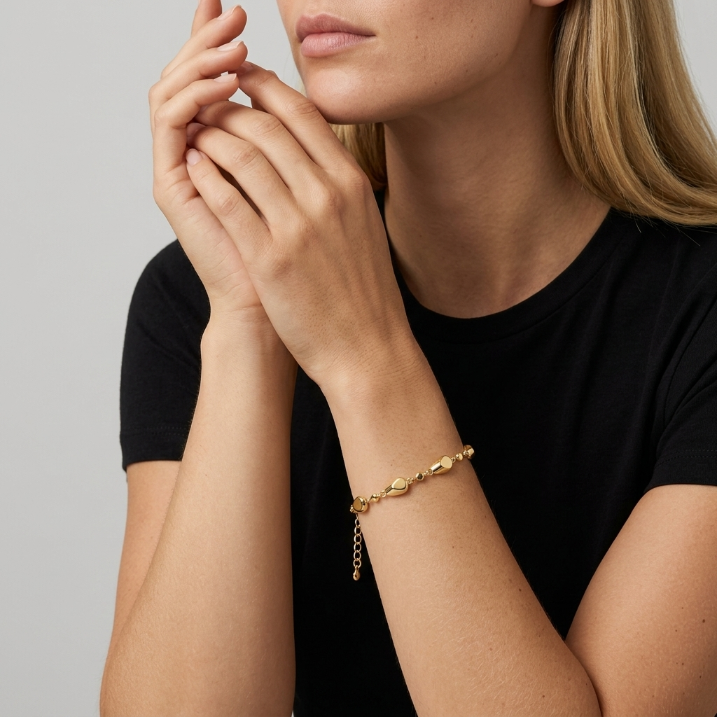 18ct Gold Vermeil Molten Pebble Link Bracelet