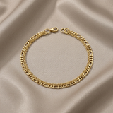 18ct Gold Vermeil Layered Figaro & Curb Chain Bracelet