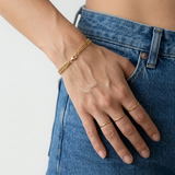 18ct Gold Vermeil Layered Figaro & Curb Chain Bracelet