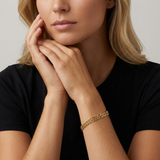 18ct Gold Vermeil Layered Figaro & Curb Chain Bracelet