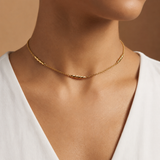 18ct Gold Vermeil Twisted Rope Station Layering Chain Necklace