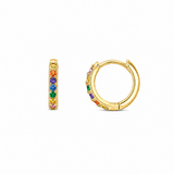 18ct Gold Vermeil Rainbow Multicolour CZ Hoop Earrings