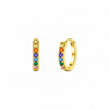 18ct Gold Vermeil Rainbow Multicolour CZ Hoop Earrings