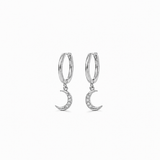 Silver Celestial Half Moon Hoop Earrings