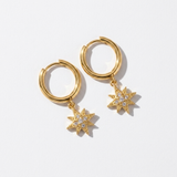 18ct Gold Vermeil Celestial Eight-Point Star Hoop Earrings