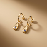 18ct Gold Vermeil Organic Tear Drop Dangle Hoop Earrings