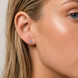 Sterling Silver Diamond Shape Sunburst Stud Earrings