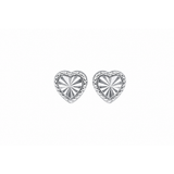 Sterling Silver Sunburst Heart Stud Earrings