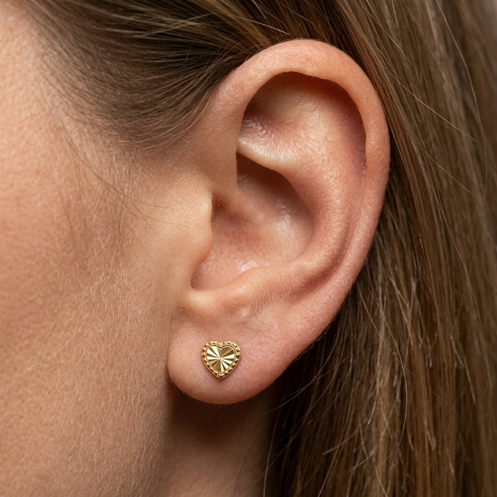 18ct Gold Vermeil Sunburst Heart Stud Earrings