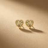 18ct Gold Vermeil Sunburst Heart Stud Earrings
