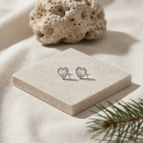 Sterling Silver Sunburst Heart Stud Earrings