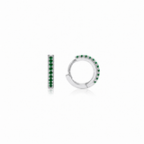 Sterling Silver Emerald Green  CZ Huggie Earrings