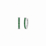 Sterling Silver Emerald Green  CZ Huggie Earrings