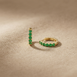 18ct Gold Vermeil Emerald Green Pave Huggie Earrings