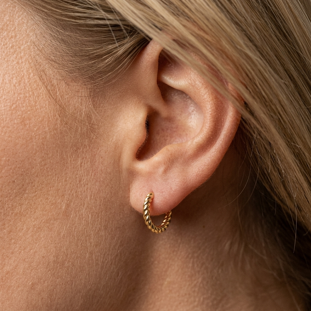 18ct Gold Vermeil Twisted Rope Huggie Hoop Earrings