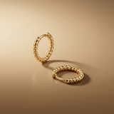 18ct Gold Vermeil Twisted Rope Huggie Hoop Earrings