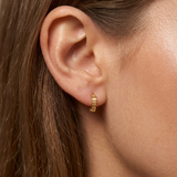 18ct Gold Vermeil Geometric Ribbed Huggie Hoop Earrings