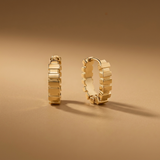 18ct Gold Vermeil Geometric Ribbed Huggie Hoop Earrings