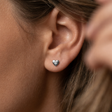 Sterling Silver Celestial Star Heart Stud Earrings