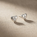 Sterling Silver Celestial Star Heart Stud Earrings