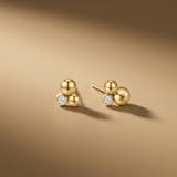 18ct Gold Vermeil Trinity Beaded Stud Earrings