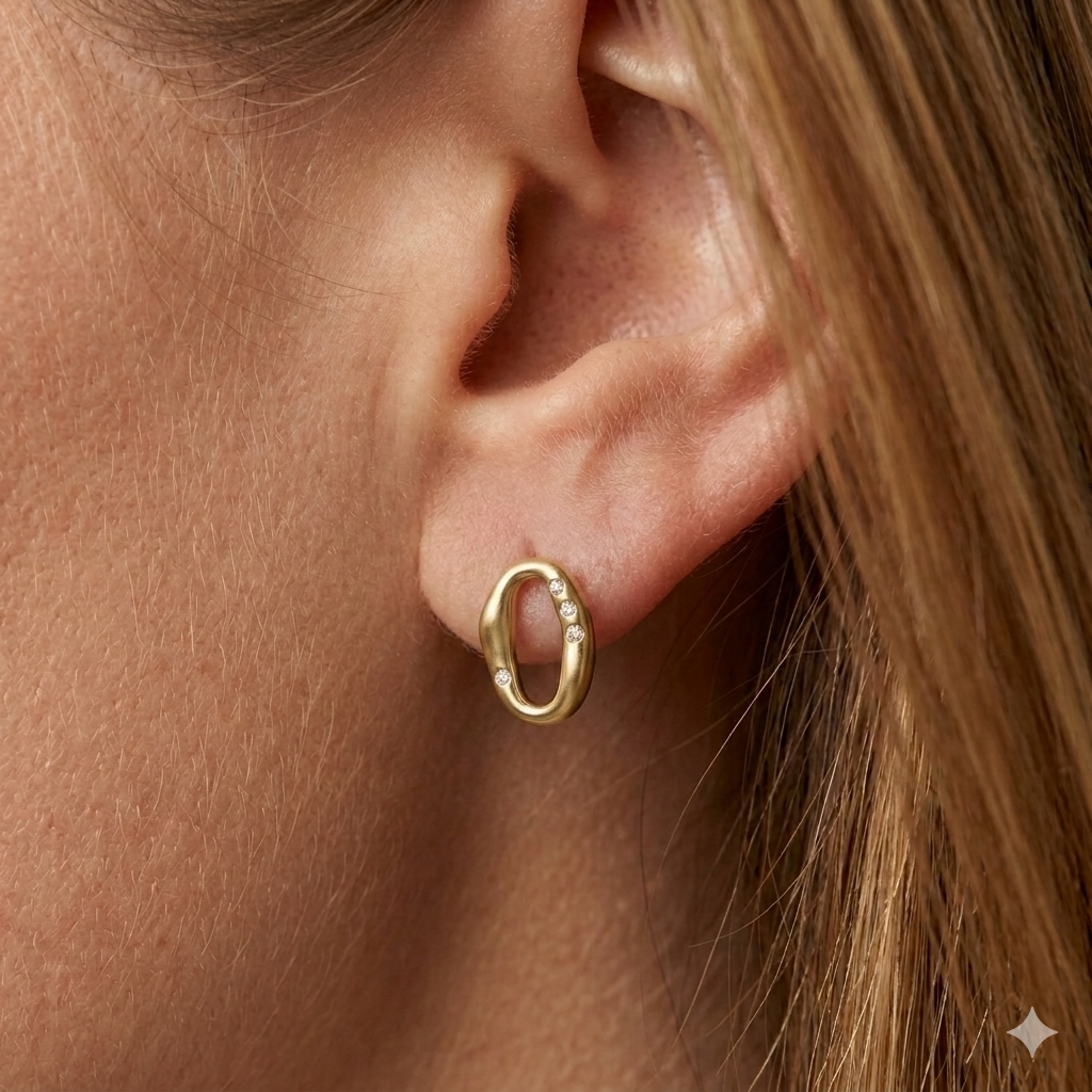 18ct Gold Vermeil Organic Oval Stud Earrings