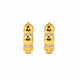 18ct Gold Vermeil Beaded CZ Huggie Hoop Earrings