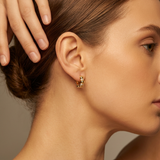 18ct Gold Vermeil Beaded CZ Huggie Hoop Earrings