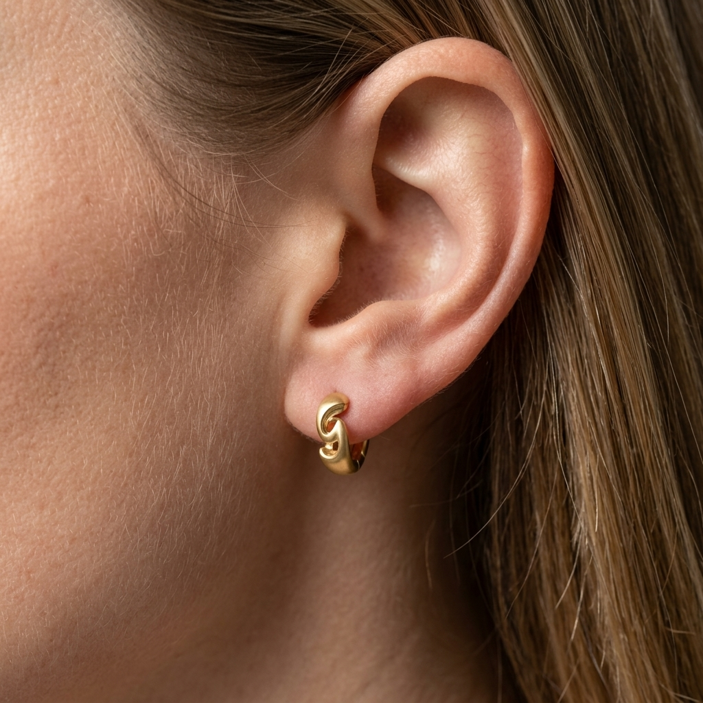 18ct Gold Vermeil Molten Link Huggie Hoop Earrings
