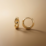 18ct gold plated chunky wave huggie hoop earrings