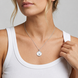 Sterling Silver Celestial Hammered Coin Necklace