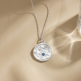 Sterling Silver Celestial Hammered Coin Necklace