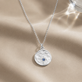 Sterling Silver Celestial Hammered Coin Necklace