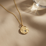 18ct Gold Vermeil Celestial Hammered Coin Necklace