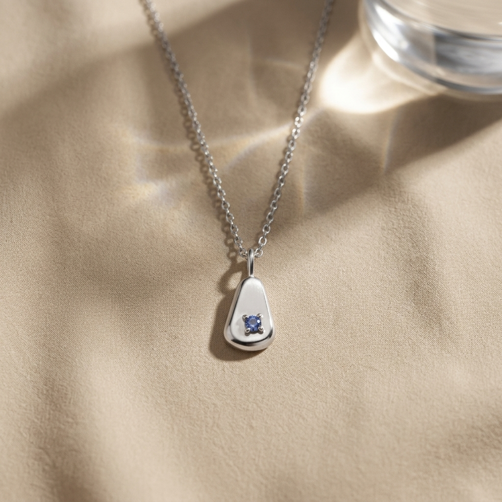 Sterling Silver Organic Teardrop Necklace
