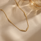 18ct Gold Vermeil Twisted Rope Station Layering Chain Necklace
