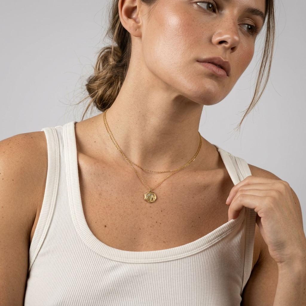 18ct Gold Vermeil Zodiac Wax Seal Medallion Necklace