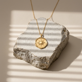 18ct Gold Vermeil Sun Wax Seal Coin Medallion Necklace