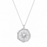 Sterling Silver Sun Wax Seal Coin Medallion Necklace