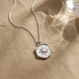 Sterling Silver Sun Wax Seal Coin Medallion Necklace