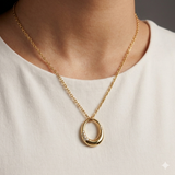 18ct Gold Vermeil Organic Oval Halo Necklace