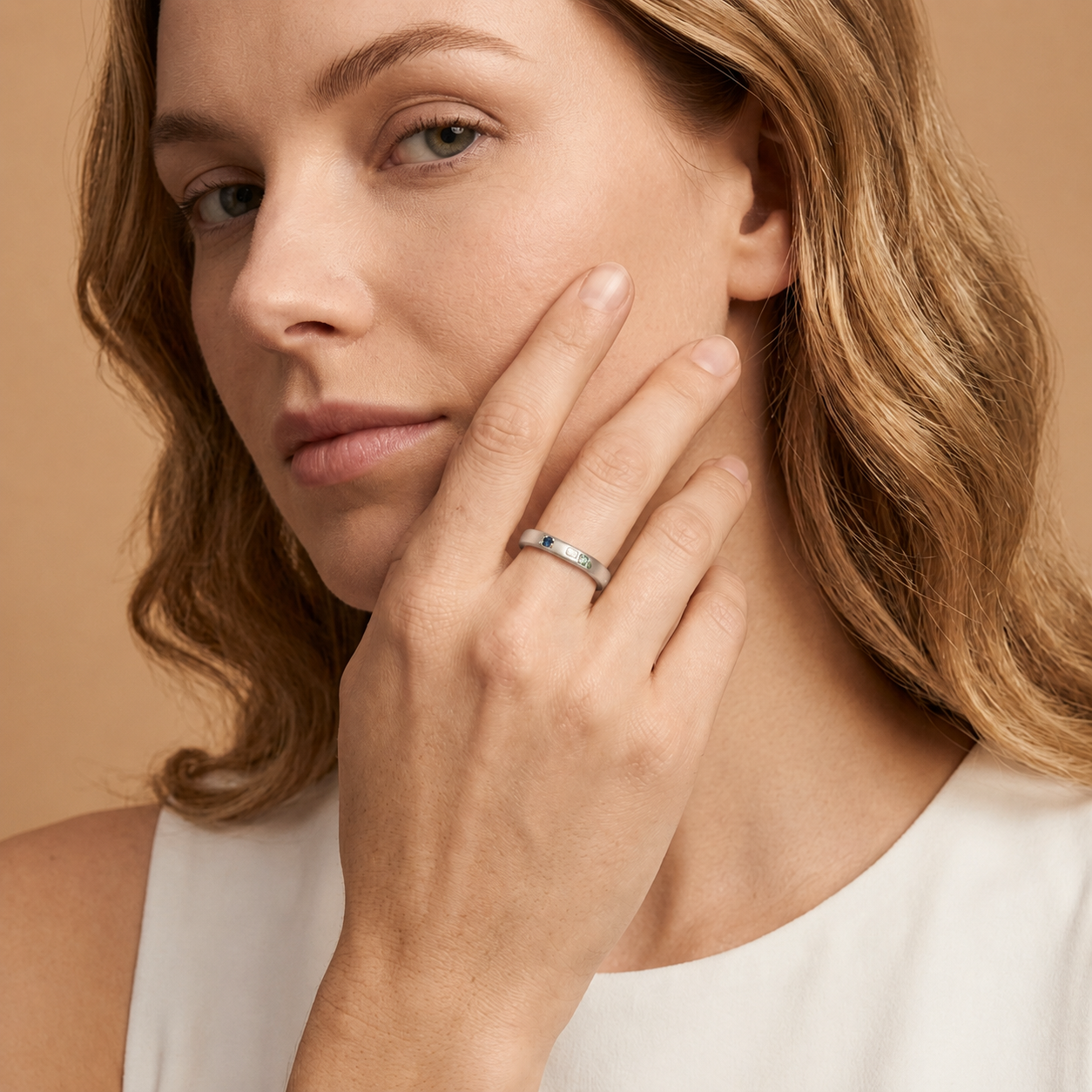 Sterling Silver Multi Gemstone  Celestial Band Ring