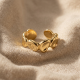 18ct Gold Vermeil Organic Molten Pebble Band Ring | Adjustable Open Band