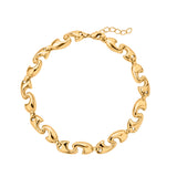 18ct gold plated chunky puffy wave link bracelet with lobster clasp